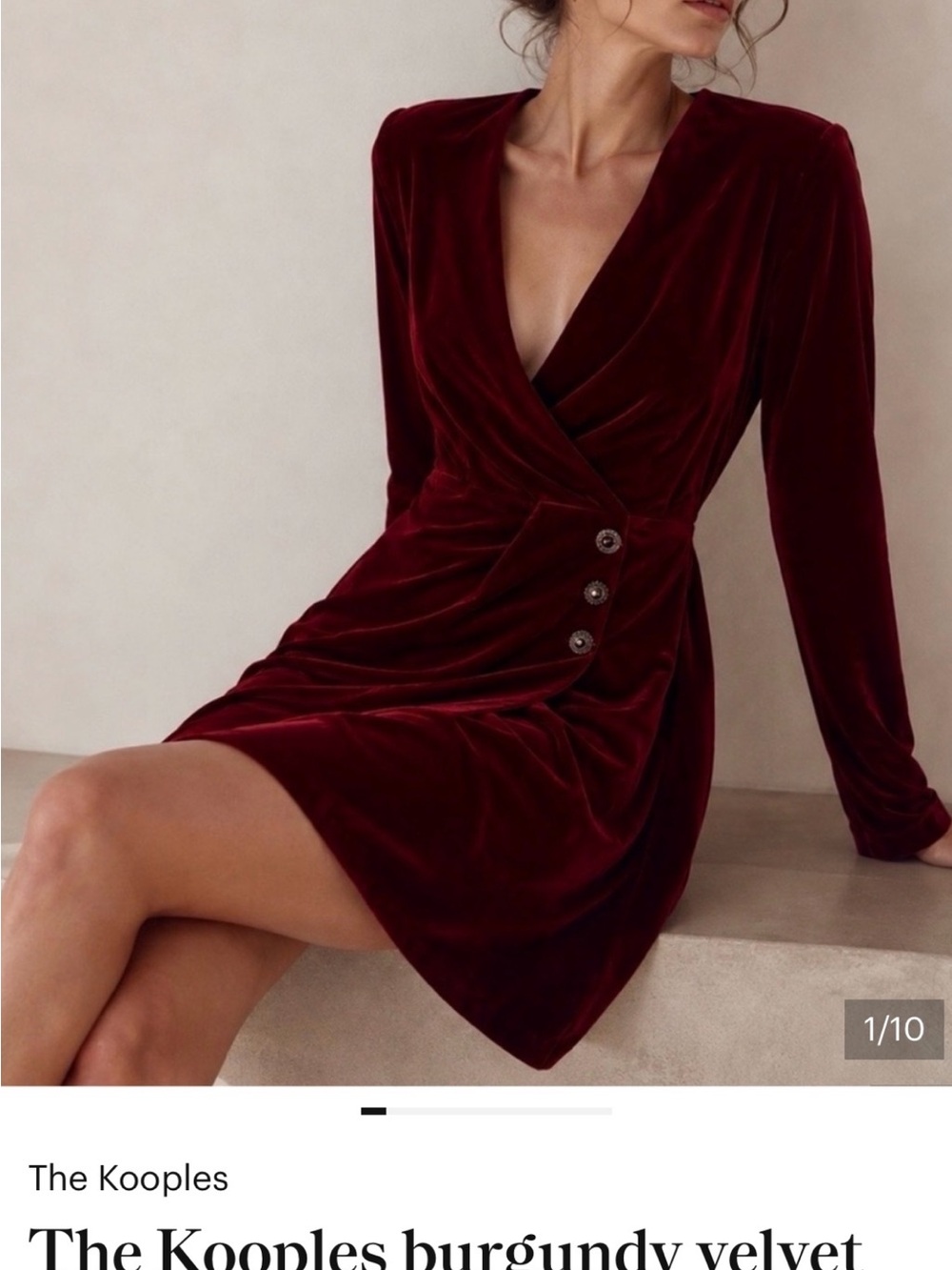 The Kooples Deep Burgundy Velvet Mini Dress
